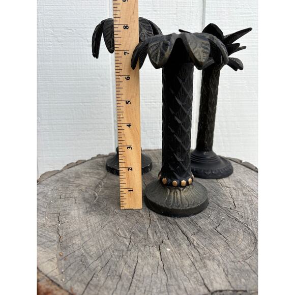 Vintage Palm Tree Candle Sticks, Vintage Beach, Set of 3 - Picture 3 of 8